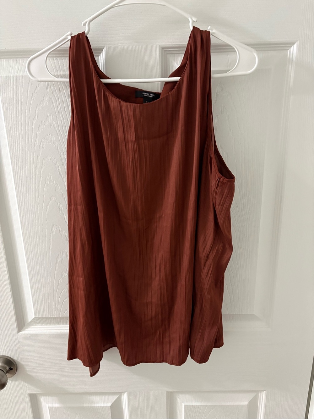 Simply Vera Vera Wang Sleeveless Pleated Tank Top - Rust Brown